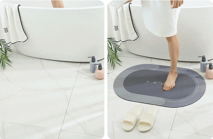 Easy to Clean Bathroom Mats, Diatomaceous Earth Bath Mats, (19.7 x 31)  ultra-thin Bathroom Rugs, Super Absorbent non-slip Floor mats, Quick Drying