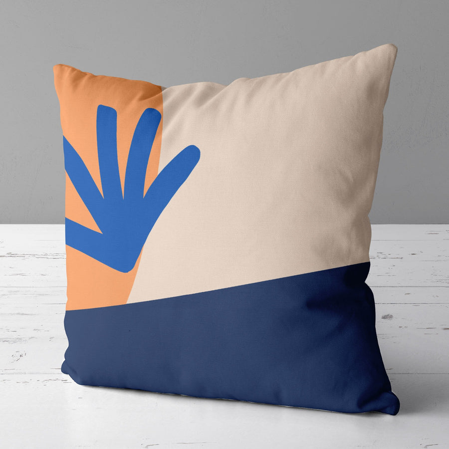 Feblilac Modern Blue and Orange Mountains Tufted Throw Pillow