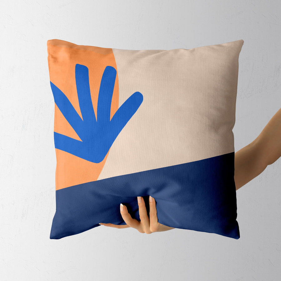 Feblilac Modern Blue and Orange Mountains Tufted Throw Pillow
