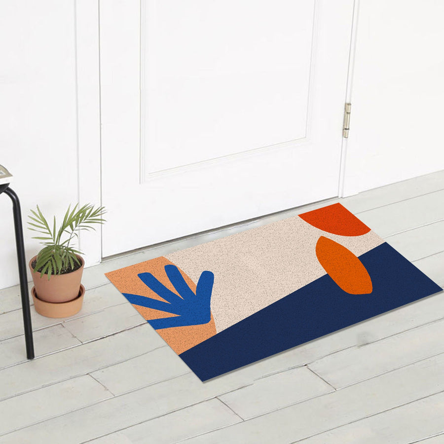 Feblilac Modern Blue and Orange Mountains Tufted Throw Pillow