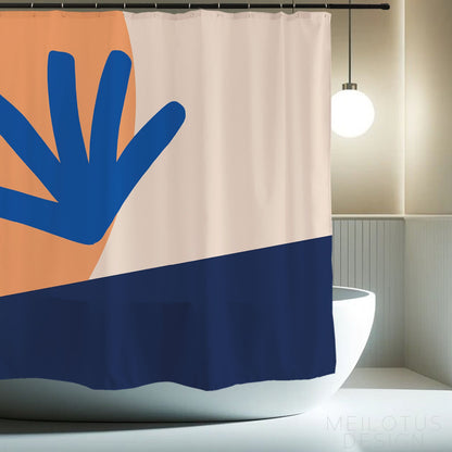 Feblilac Modern Blue and Orange Mountains Tufted Throw Pillow