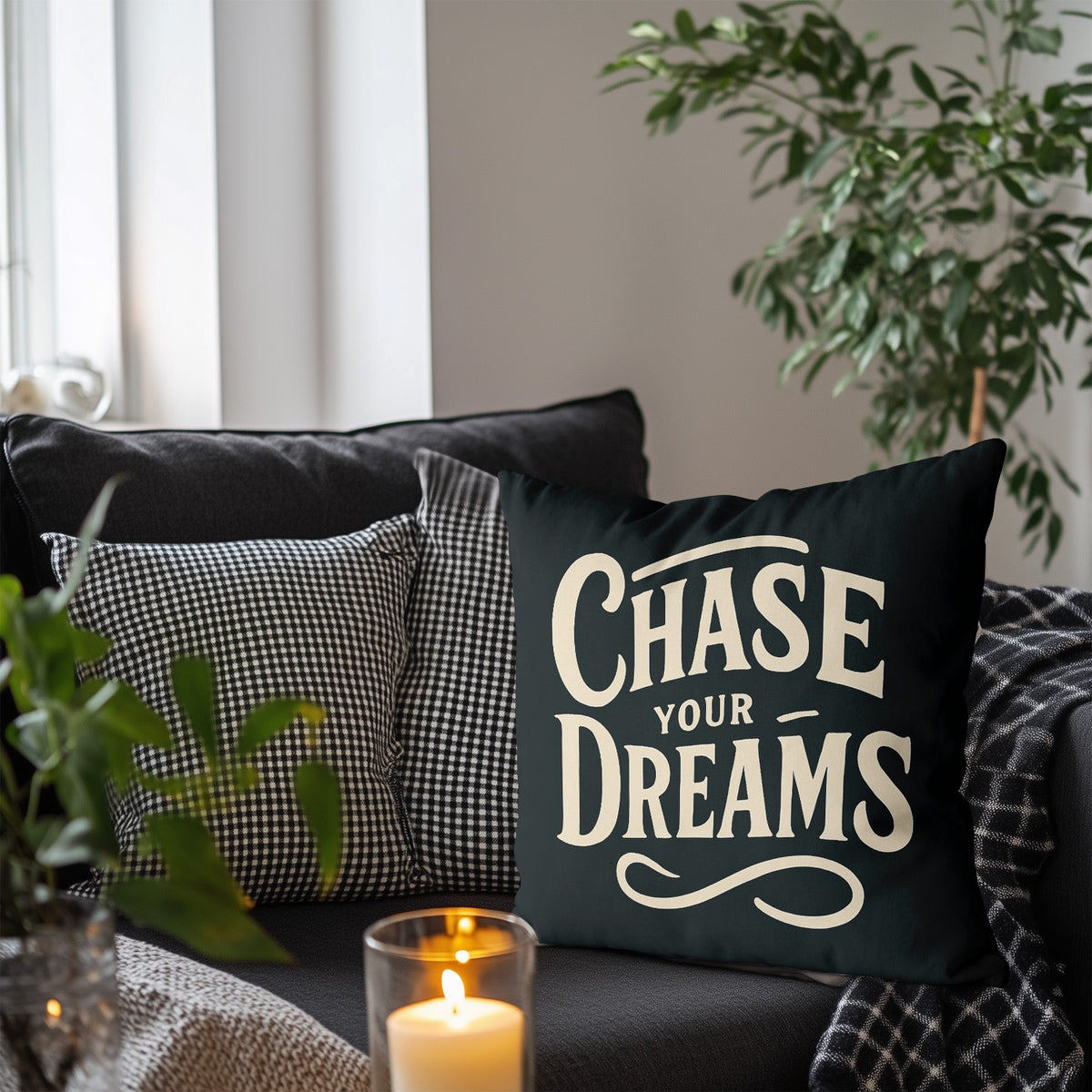 Feblilac Chase Your Dream Tufted Throw Pillow