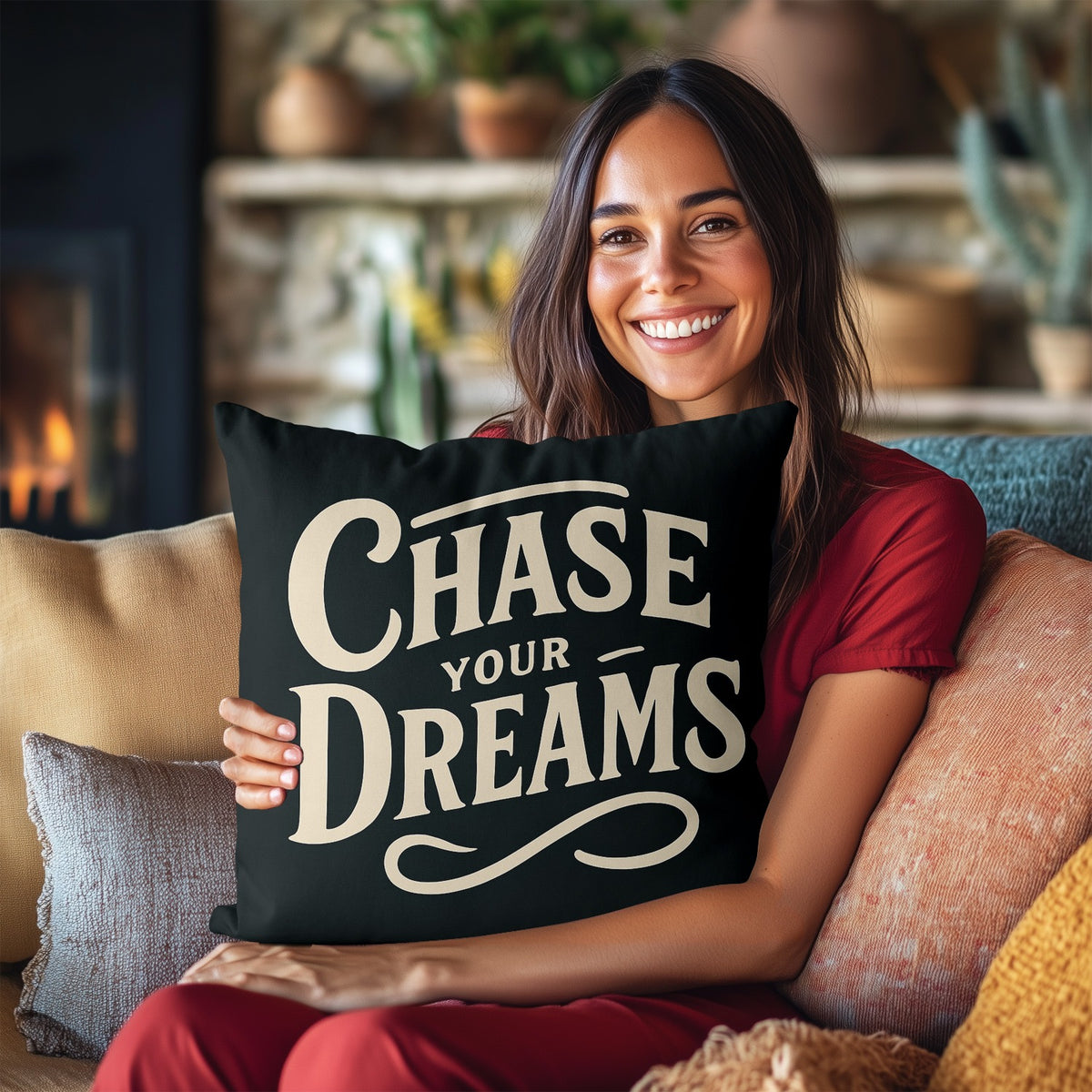 Feblilac Chase Your Dream Tufted Throw Pillow