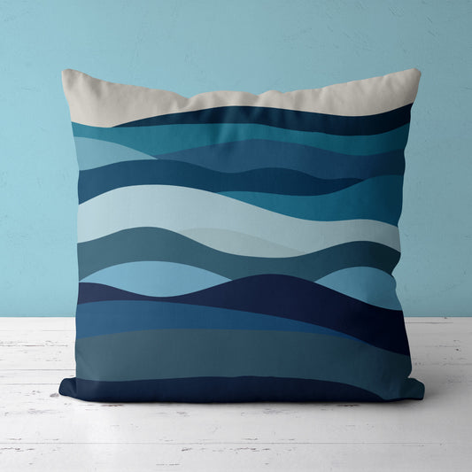 Feblilac Blue Ocean Waves Cushion Covers Throw Pillow Cover