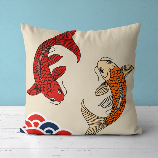 Feblilac Two Koi Carps Cushion Covers Throw Pillow Covers