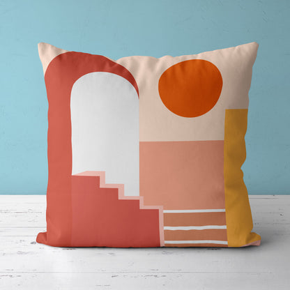 Feblilac Red Color Block Modern Abstract Cushion Covers Throw Pillow Covers