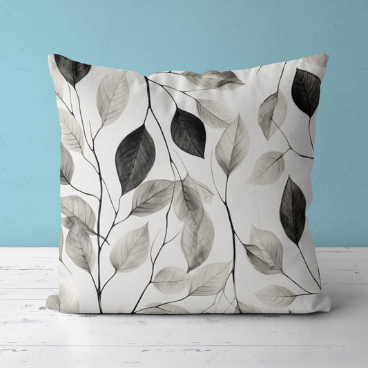 Feblilac Black and White Leaf Texture Cushion Covers Throw Pillow Covers