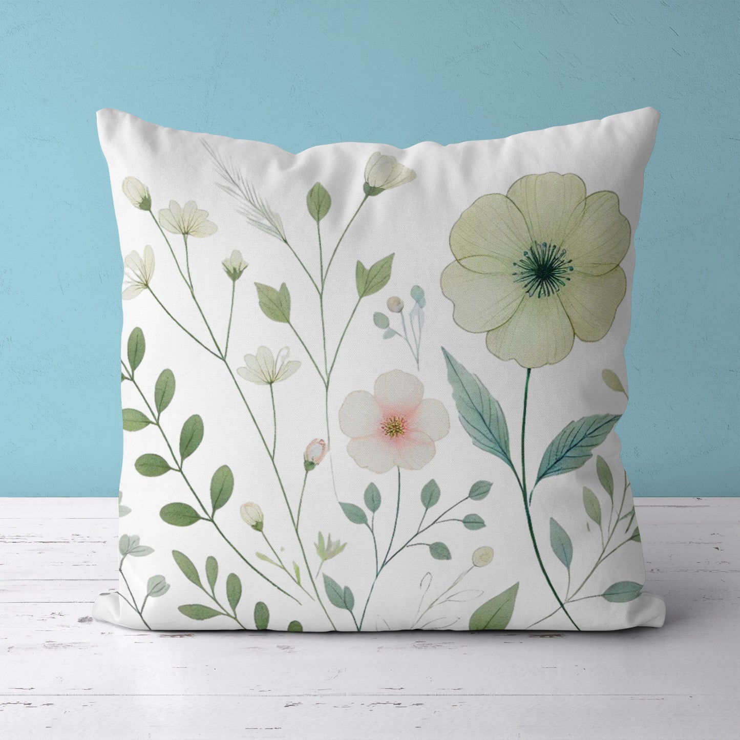 Feblilac Watercolor Flowers and Leaves Cushion Covers Throw Pillow Covers