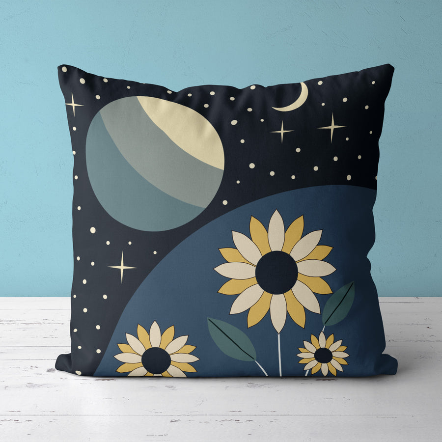 Feblilac Planet Sunflower Cushion Covers Throw Pillow Covers