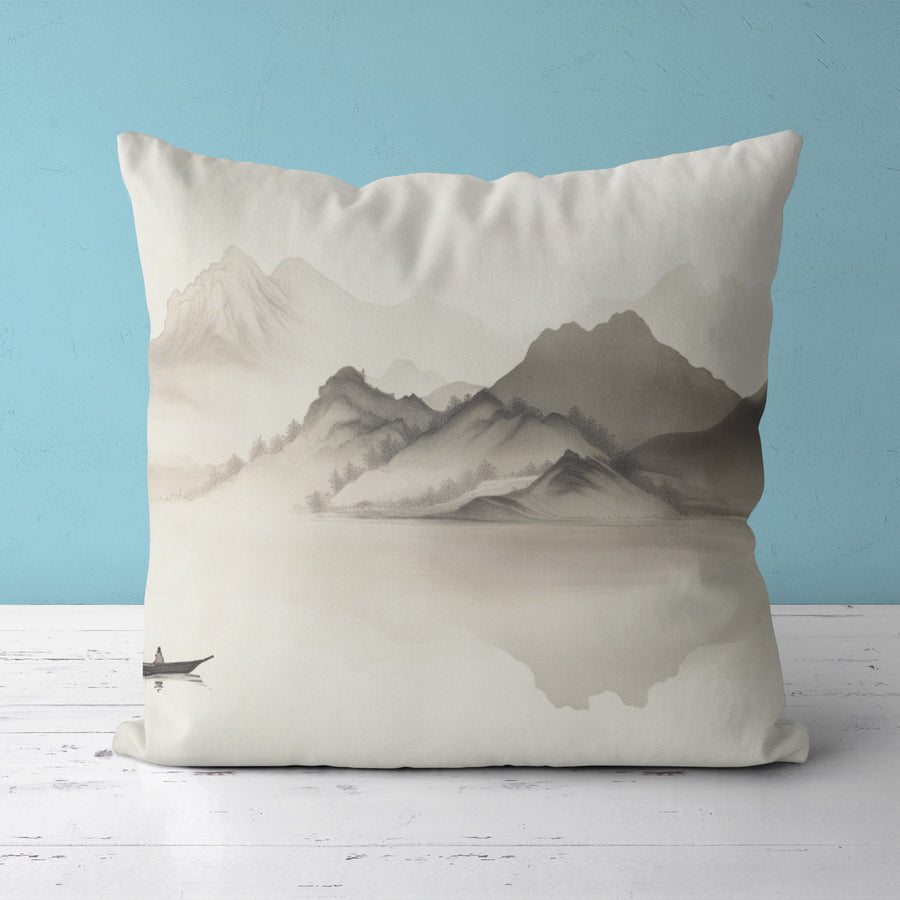 Feblilac Boat Landscape Cushion Covers Throw Pillow Cover