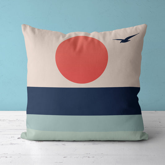 Feblilac Seagull Sunset Blue Tide Cushion Covers Throw Pillow Covers