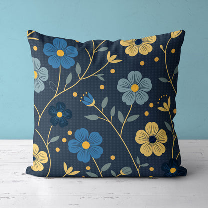 Feblilac Japanese Blue and Gold Flowers Cushion Covers Throw Pillow Covers