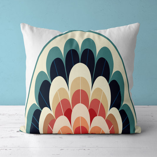 Feblilac Peacock Semicircle Pattern Cushion Covers Throw Pillow Cover