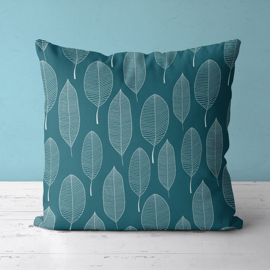 Feblilac White Leaves Green Background Cushion Covers Throw Pillow Cover