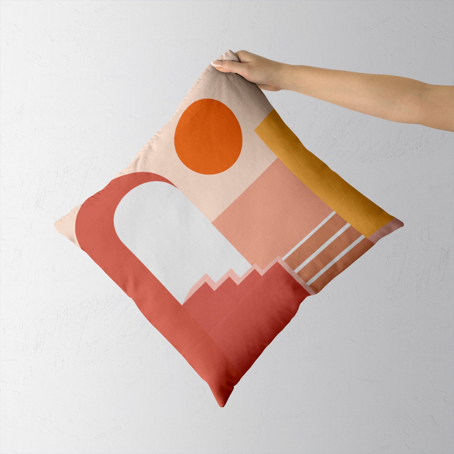 Feblilac Red Color Block Modern Abstract Cushion Covers Throw Pillow Covers