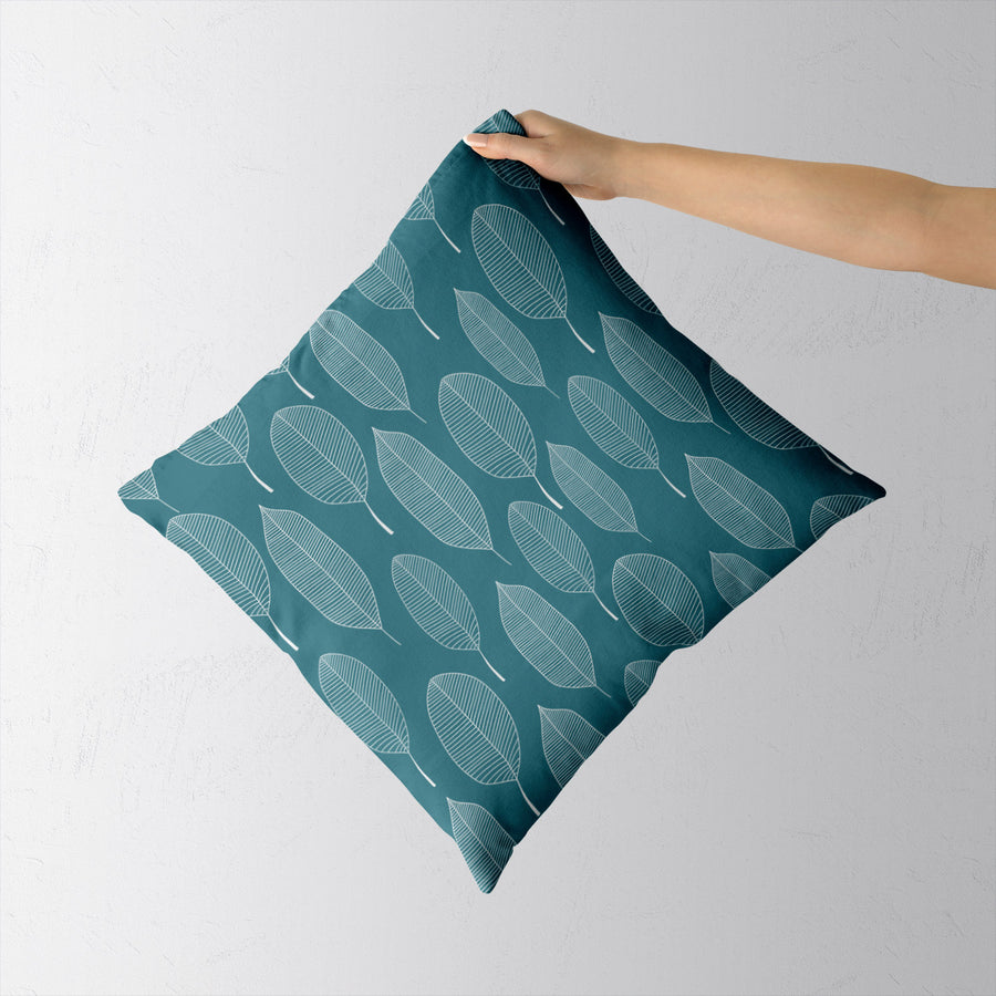 Feblilac White Leaves Green Background Cushion Covers Throw Pillow Cover - view 2