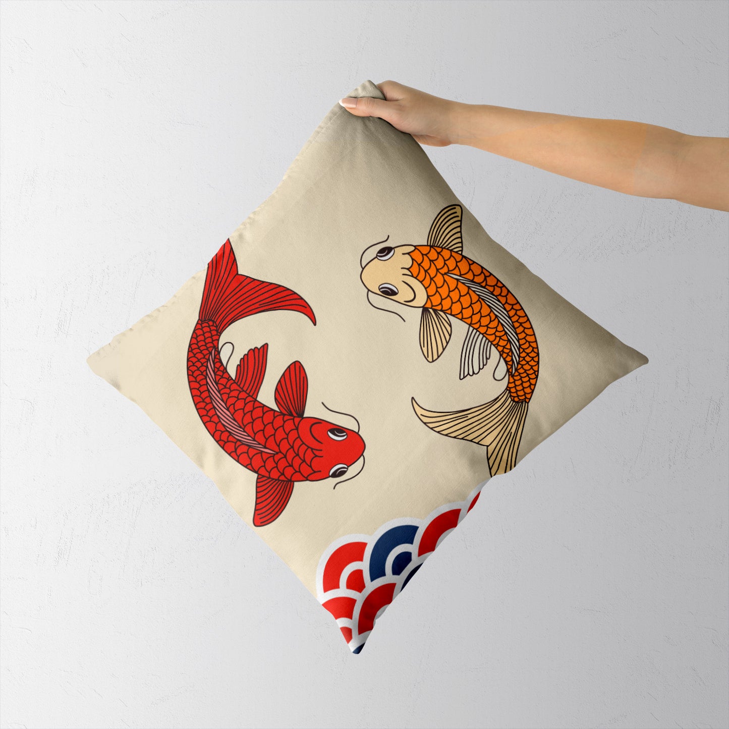 Feblilac Two Koi Carps Cushion Covers Throw Pillow Covers