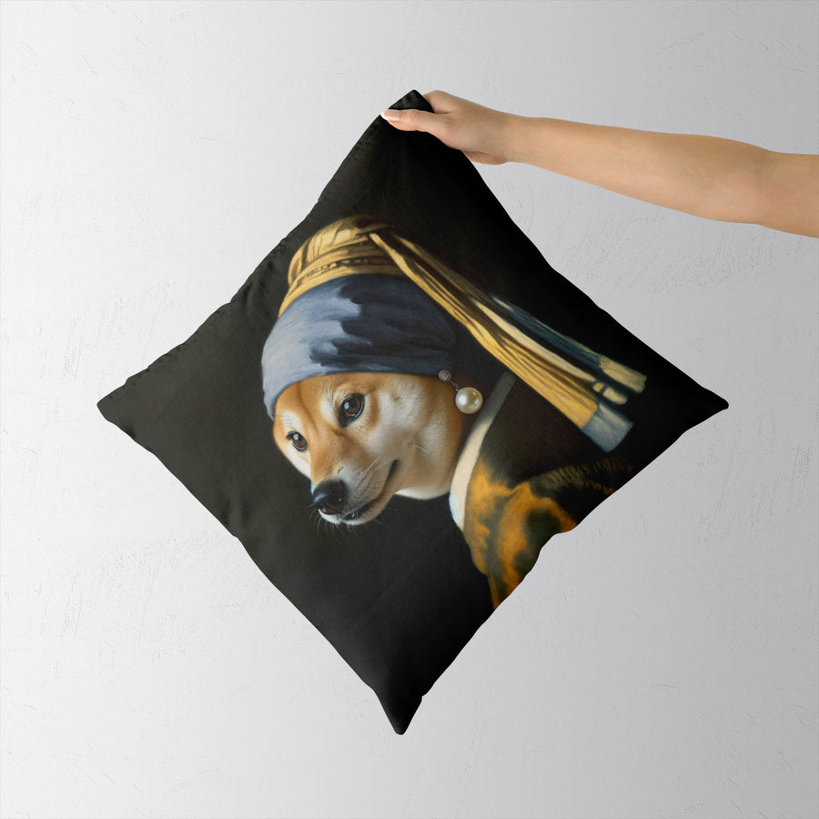 Feblilac Shiba Inu with Pearl Earrings Cushion Covers Throw Pillow Cover - view 2
