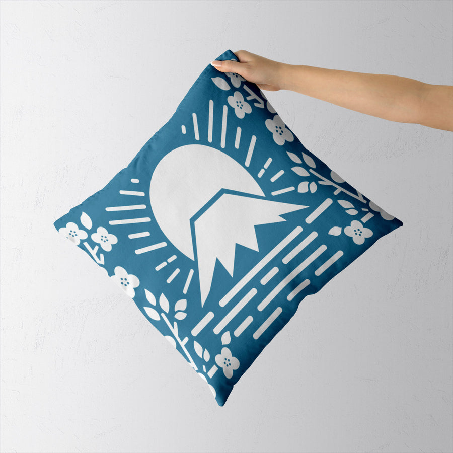 Feblilac Simple Blue Background Mt. Fuji Cherry Blossoms Cushion Covers Throw Pillow Covers - view 2