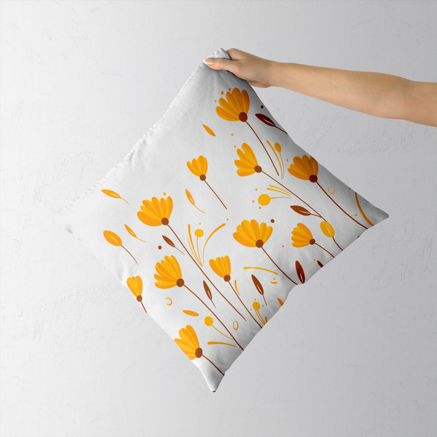 Feblilac Hand Painted Flowers Leaves Orange Yellow Cushion Covers Throw Pillow Cover - view 2