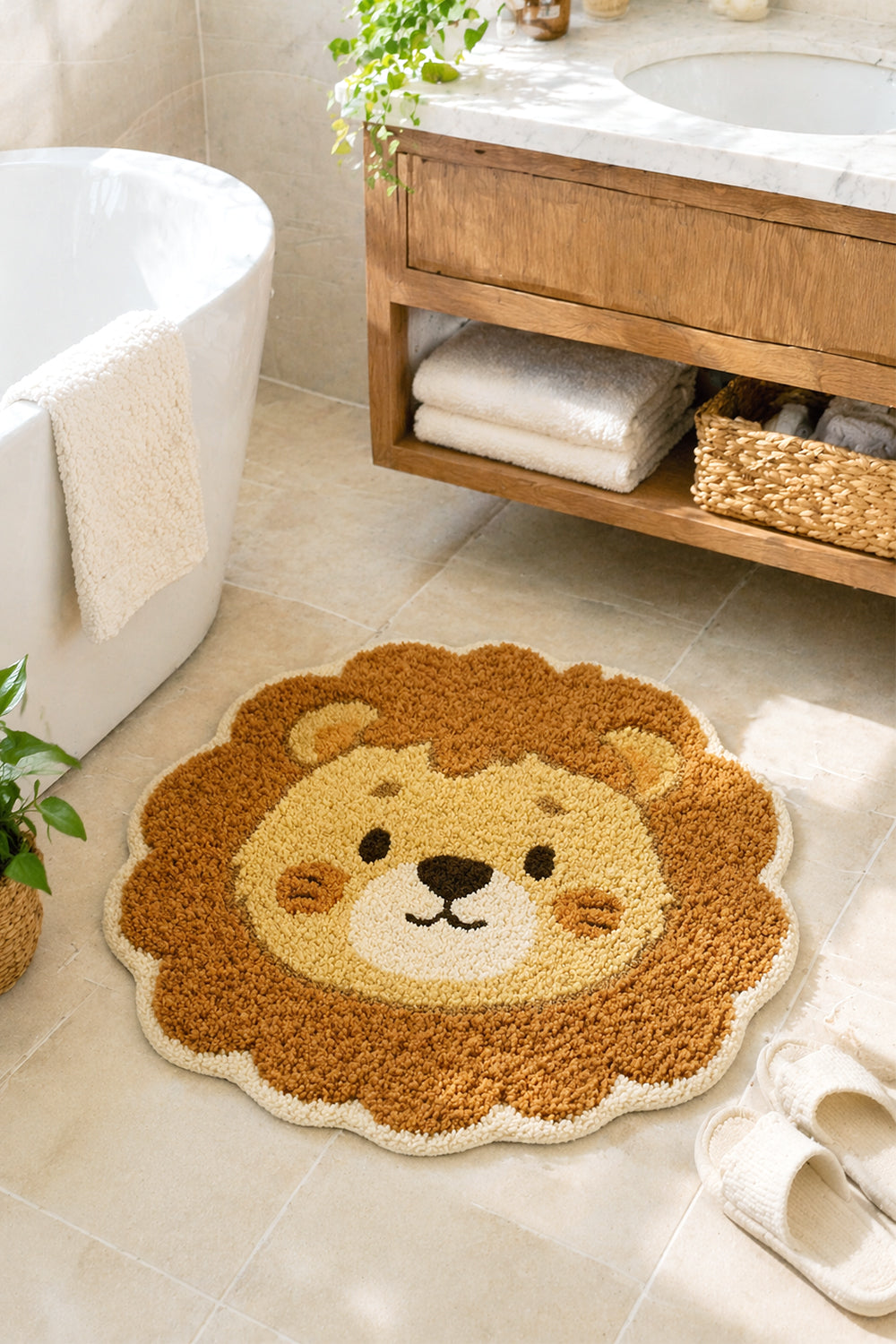 Cute Lion Tufted Bath Mat