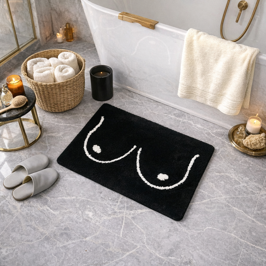 Feblilac Black and White Boobs Tufted Bath Mat - view 3