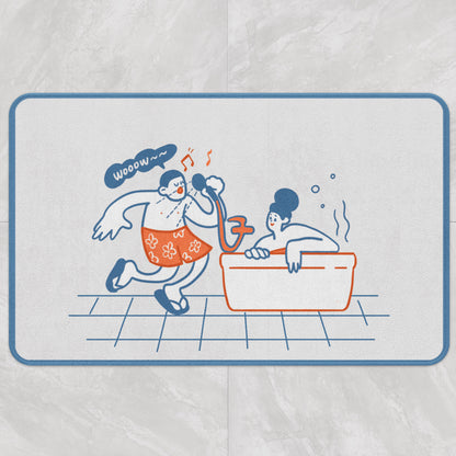 Feblilac Bath Singing Couple Bath Mat