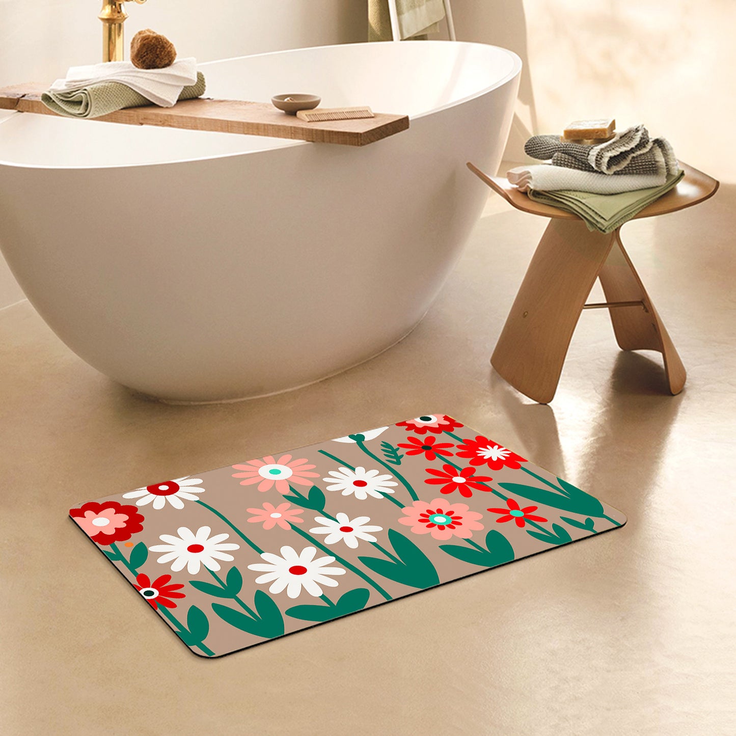 Feblilac Rectangle Irregular Garden Diatomaceous Earth Mat