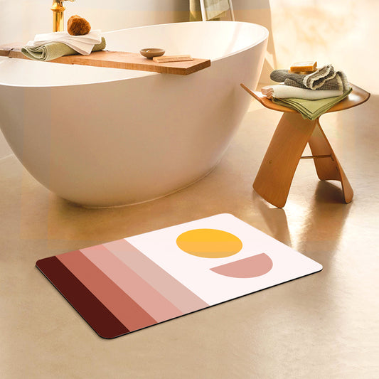 Feblilac Rectangle Pink Sun Stripes Diatomaceous Earth Mat