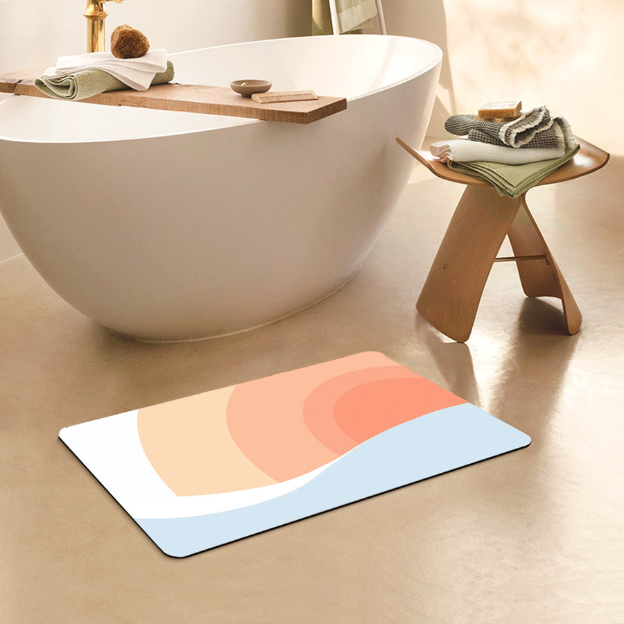 Feblilac Rectangle Pink Gradient Sun Rising Diatomaceous Earth Mat