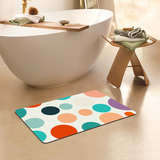 Feblilac Rectangle Colorful Polka Dots Diatomaceous Earth Mat