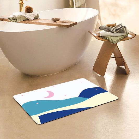 Feblilac Rectangle Blue Pink Night Starry Sky Diatomaceous Earth Mat