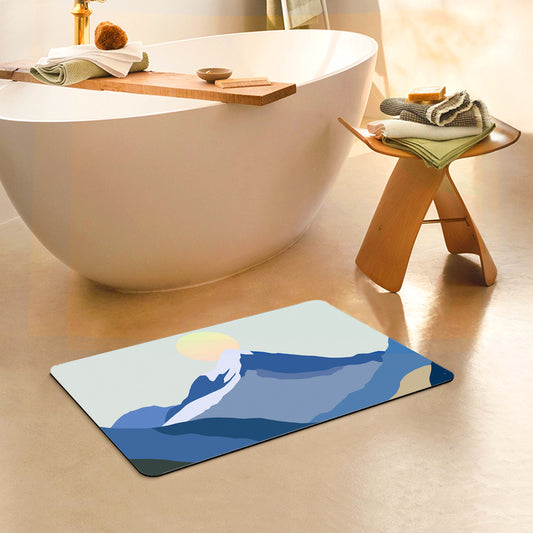 Feblilac Rectangle the Snow Mountain of Sunrise Diatomaceous Earth Mat