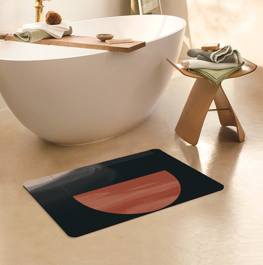 Feblilac Rectangle Red and Black Modern Abstract Diatomaceous Earth Mat