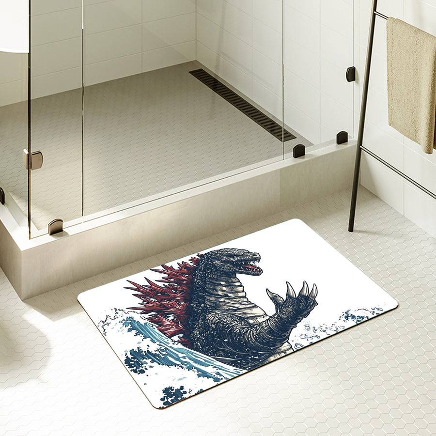 Feblilac Rectangle Japanese Wave Monster Diatomaceous Earth Mat - view 2