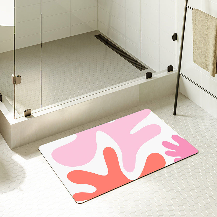 Feblilac Rectangle Abstract Coral Diatomaceous Earth Mat - view 2