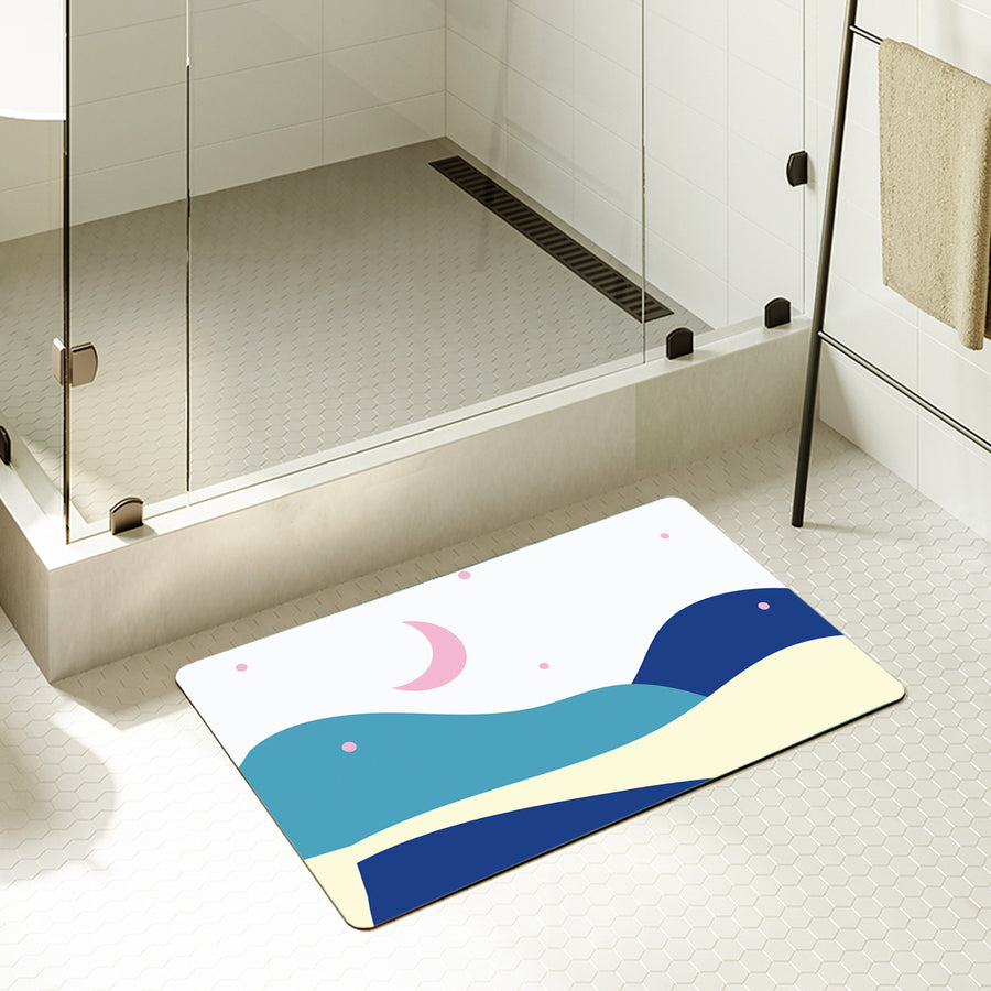 Feblilac Rectangle Blue Pink Night Starry Sky Diatomaceous Earth Mat - view 2