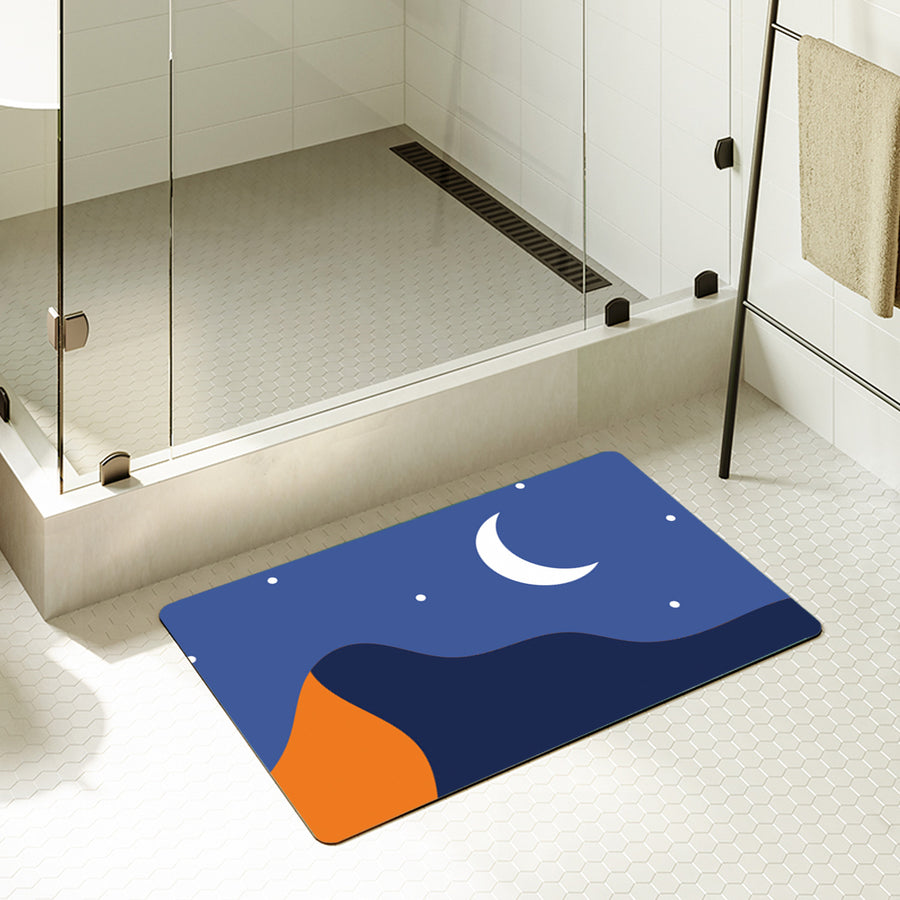Feblilac Rectangle Stars Moon and Mountains Diatomaceous Earth Mat - view 2