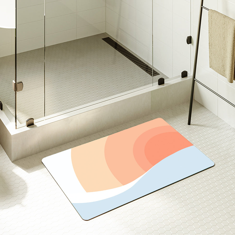 Feblilac Rectangle Pink Gradient Sun Rising Diatomaceous Earth Mat - view 2