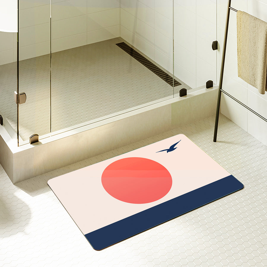 Feblilac Rectangle Seagull Sunset Blue Tide Diatomaceous Earth Mat - view 2
