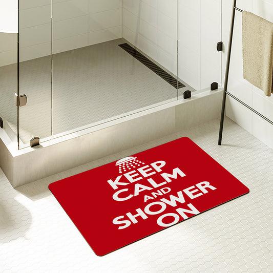 Feblilac Rectangle Keep Calm Shower On Diatomaceous Earth Mat