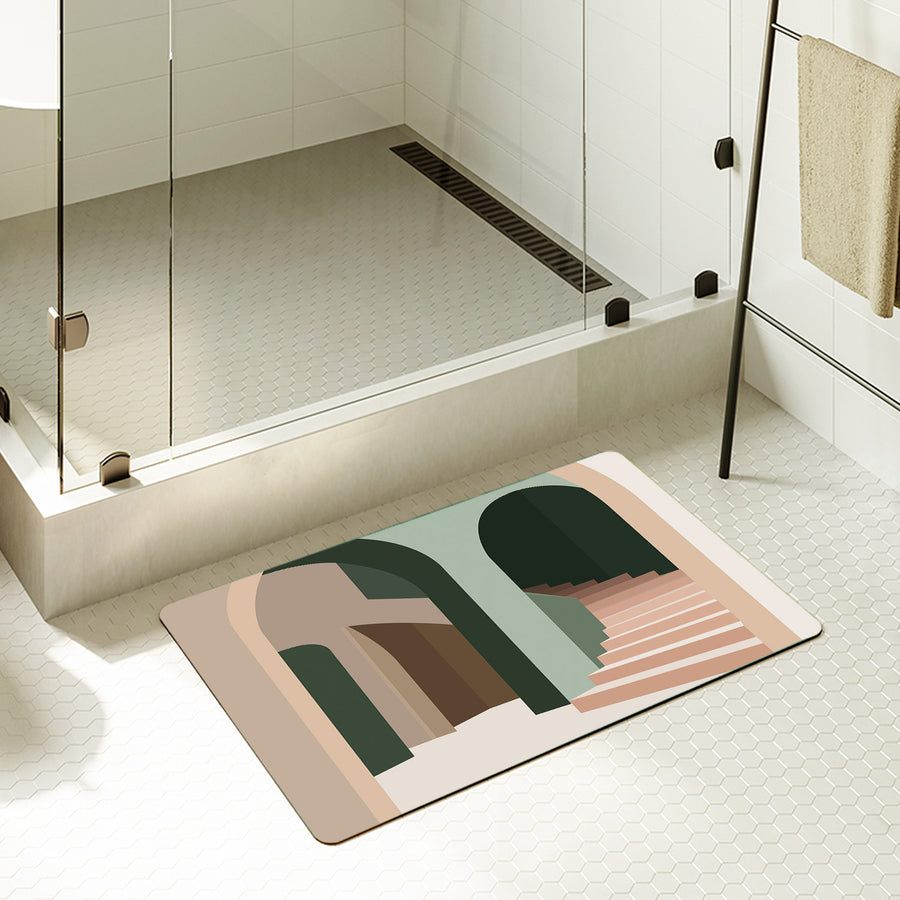 Feblilac Rectangle Abstract Architecture Diatomaceous Earth Mat - view 2