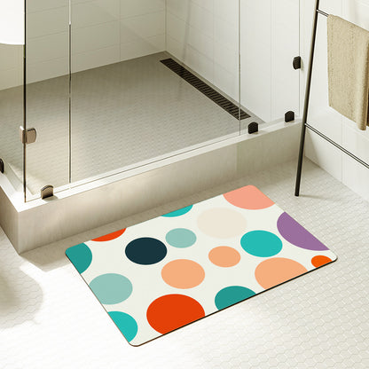 Feblilac Rectangle Colorful Polka Dots Diatomaceous Earth Mat