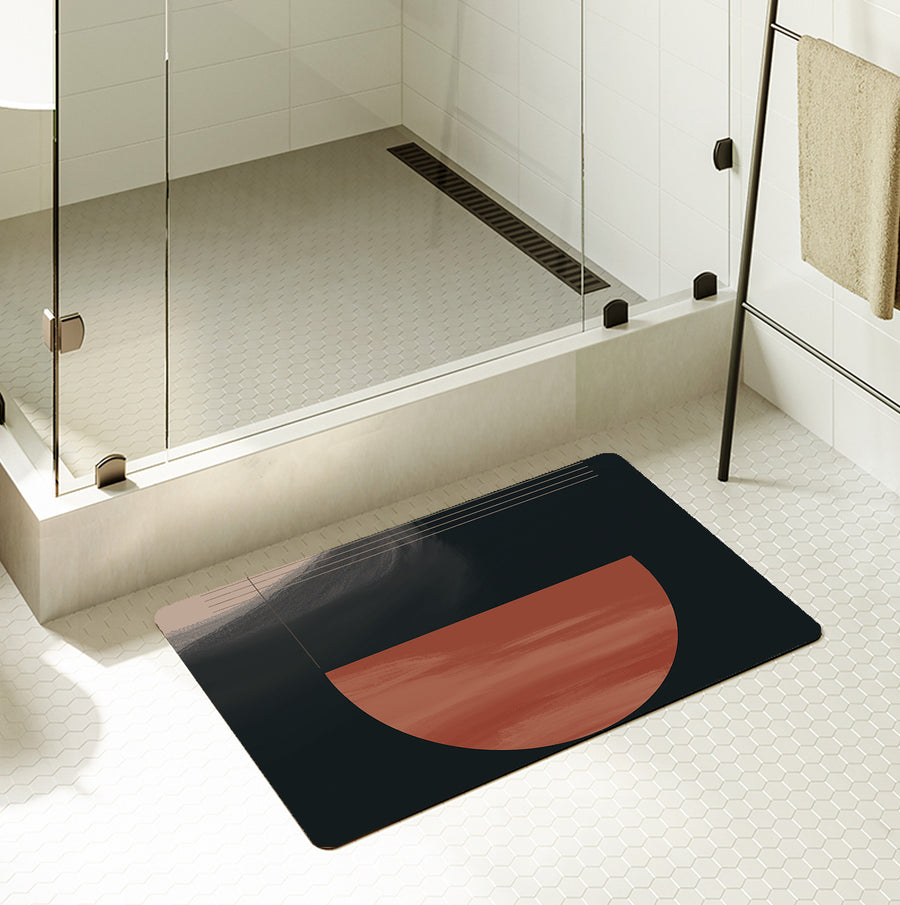 Feblilac Rectangle Red and Black Modern Abstract Diatomaceous Earth Mat - view 2