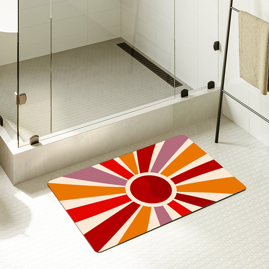 Feblilac Rectangle Sun Rays Shining Diatomaceous Earth Mat - view 2