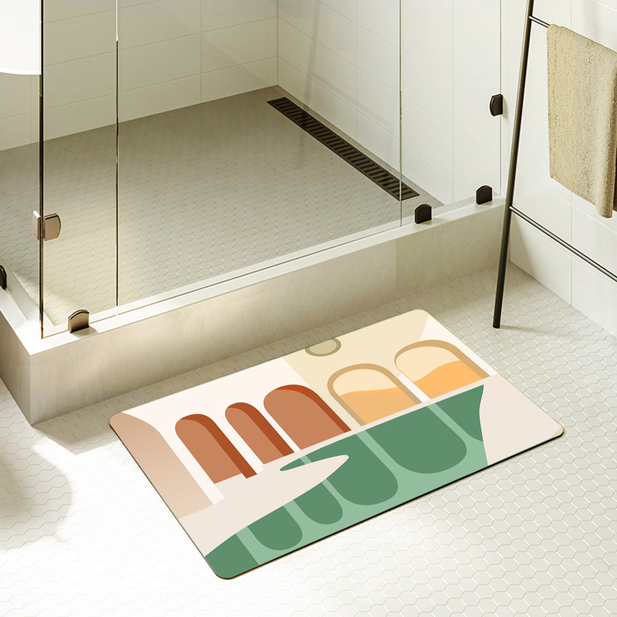Feblilac Rectangle Modern Building and Swimming Pool Diatomaceous Earth Mat - view 2