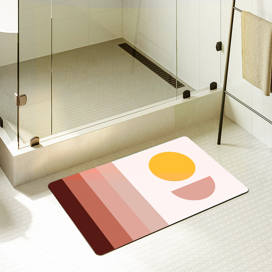 Feblilac Rectangle Pink Sun Stripes Diatomaceous Earth Mat - view 2