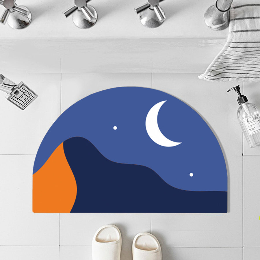 Feblilac Semicircle Stars Moon and Mountains Diatomaceous Earth Mat