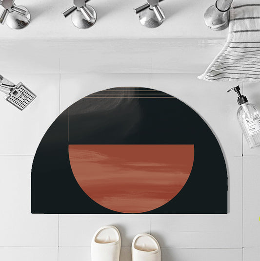 Feblilac Semicircle Red and Black Modern Abstract Diatomaceous Earth Mat