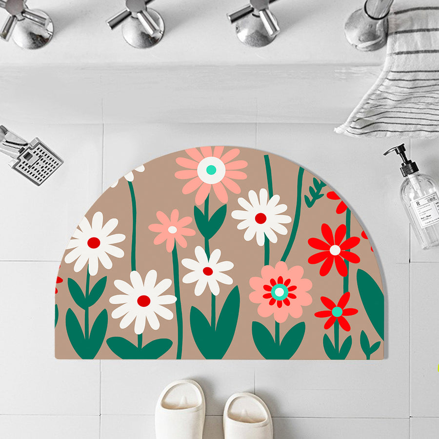 Feblilac Semicircle Irregular Garden Diatomaceous Earth Mat